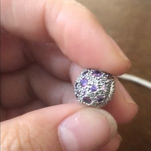 Purple sliver ball pandora charm